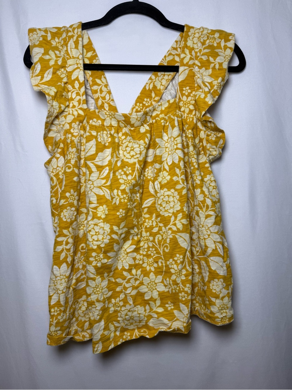 LC Lauren Conrad Yellow Floral Ruffle Strap Tank